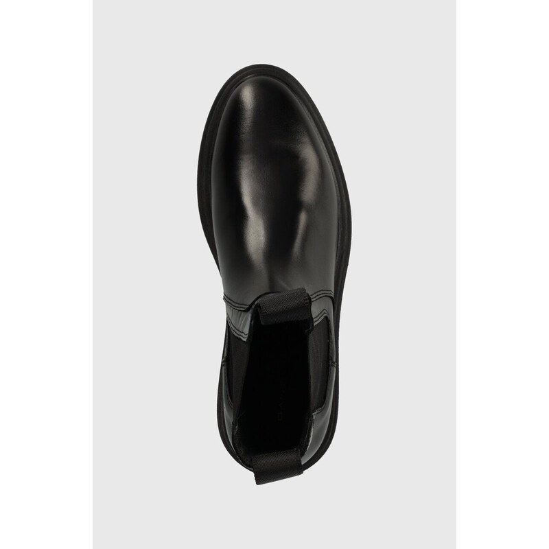 Kožené kotníkové boty Gant Zandrin dámské, černá barva, na platformě, 27551400.G00