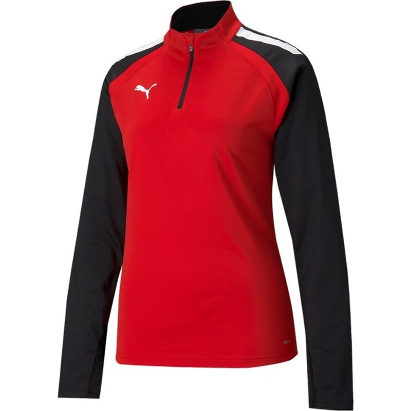 Triko s dlouhým rukávem Puma teamLIGA 1 4 Zip Top W Red- Bla 657253-01