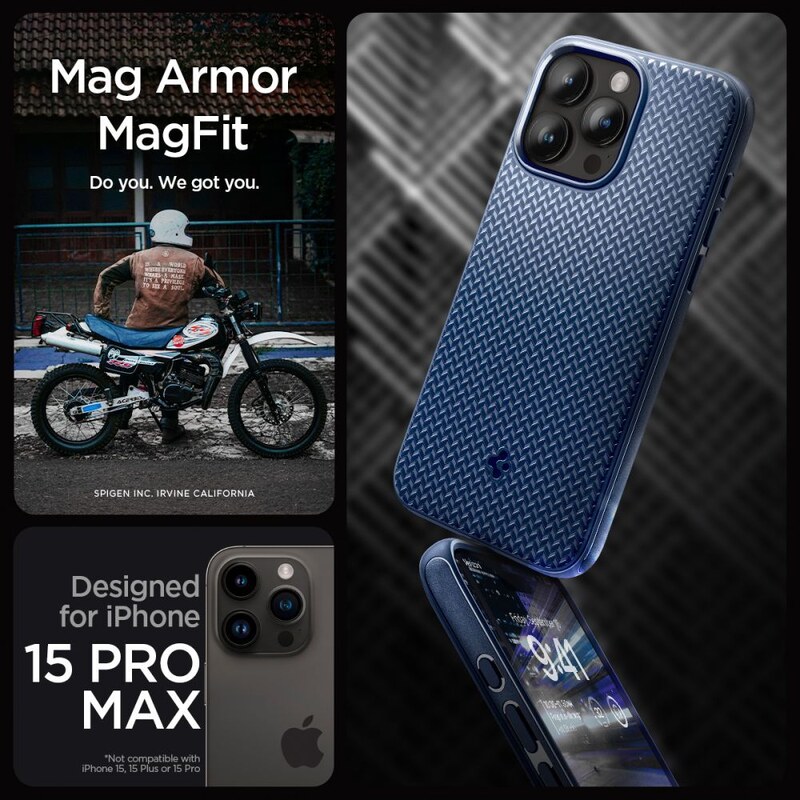 Ochranný kryt na iPhone 15 Pro MAX - Spigen, Mag Armor MagSafe Blue