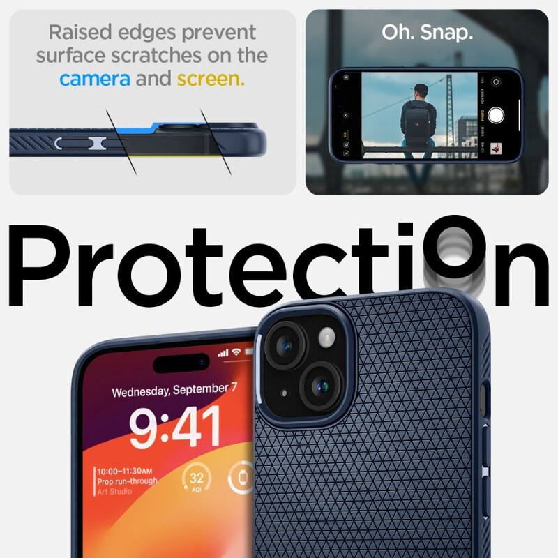 Ochranný kryt na iPhone 15 - Spigen, Liquid Air Blue