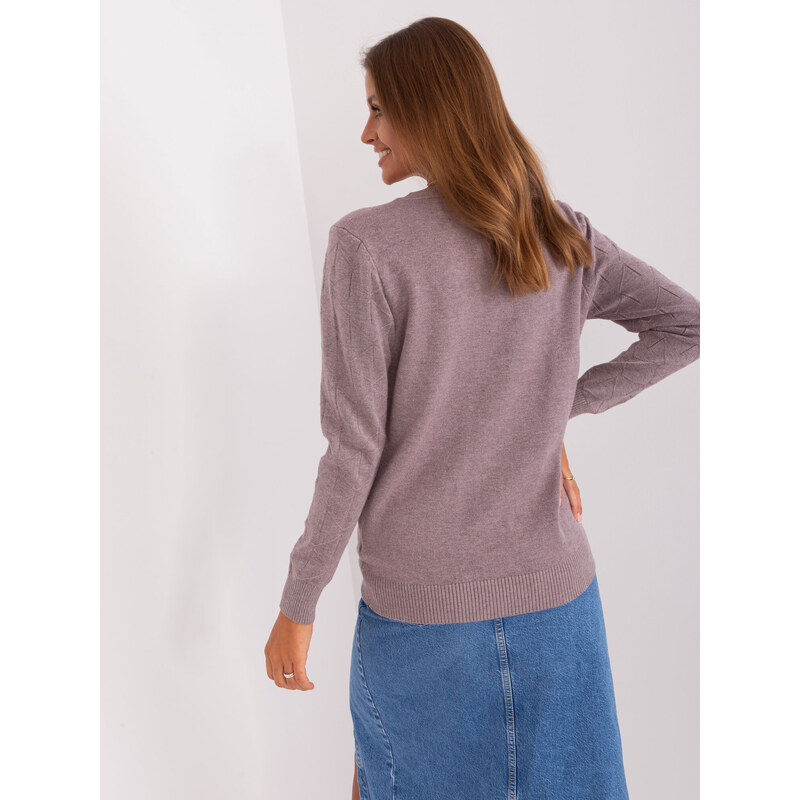 Fashionhunters Špinavý fialový klasický svetr s bavlnou