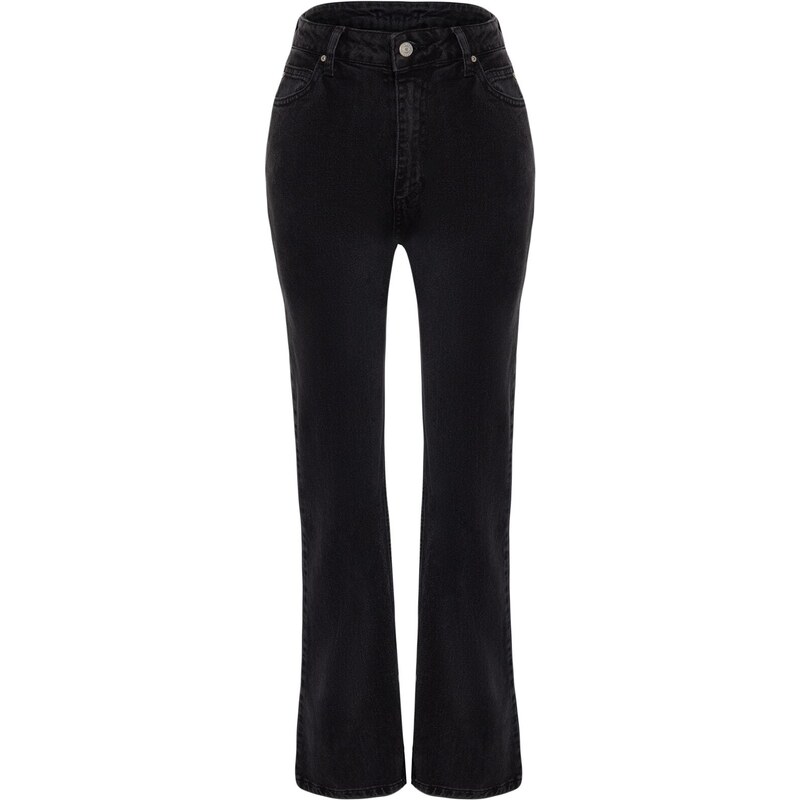 Trendyol černé džíny s vysokým pasem Comfort se širokými nohavicemi