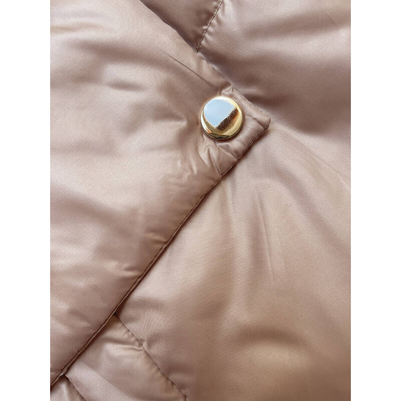 S'WEST Krátká béžová dámská bunda s kapucí (B8216-83)