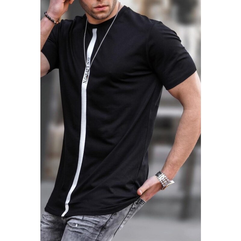 Madmext Men's Printed Regular Fit Cotton T-shirt 5378 Black