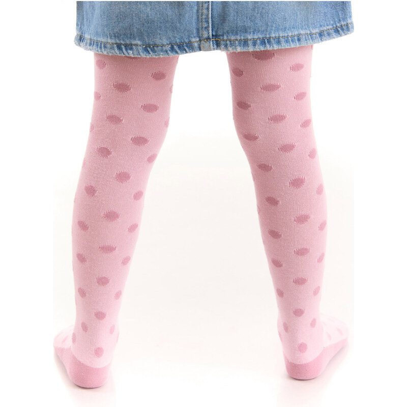 Denokids Bunny Girl Polka Dot Thick Pink Pantyhose.