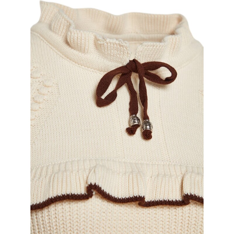Trendyol Cream Brown Piping Knitwear Knit Sweater