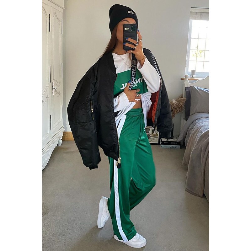 Madmext Mad Girls Green Loose Fit Tracksuit