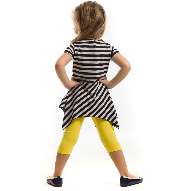 Denokids Striped Black Cat Girl Kids Tunic Leggings Suit