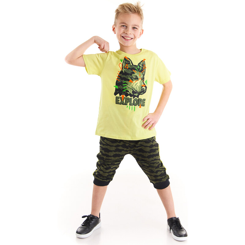 mshb&g Explorer Wolf Boy T-shirt Capri Shorts Set