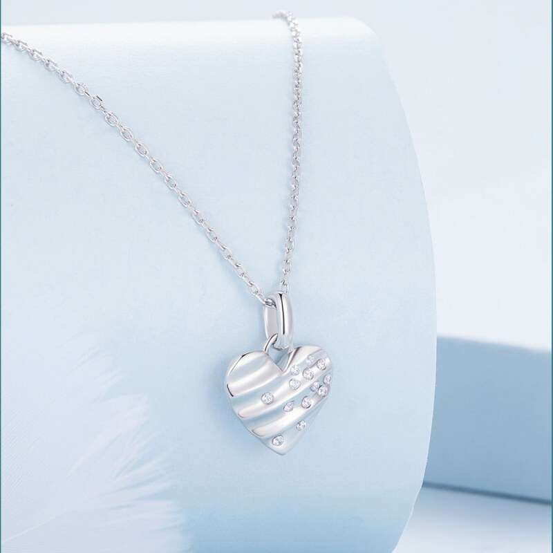 GRACE Silver Jewellery Stříbrný náhrdelník Třpytivé srdce - stříbro 925/1000