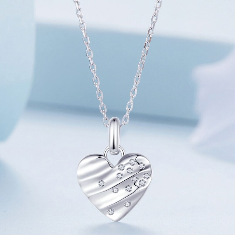 GRACE Silver Jewellery Stříbrný náhrdelník Třpytivé srdce - stříbro 925/1000