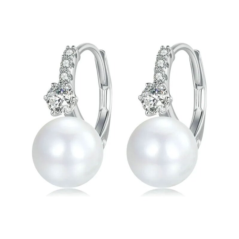 GRACE Silver Jewellery Stříbrné náušnice s perlou a zirkony Ricarda, 85916868