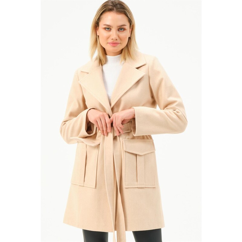 Z6778 DEWBERRY WOMEN'S COAT-BEIGE