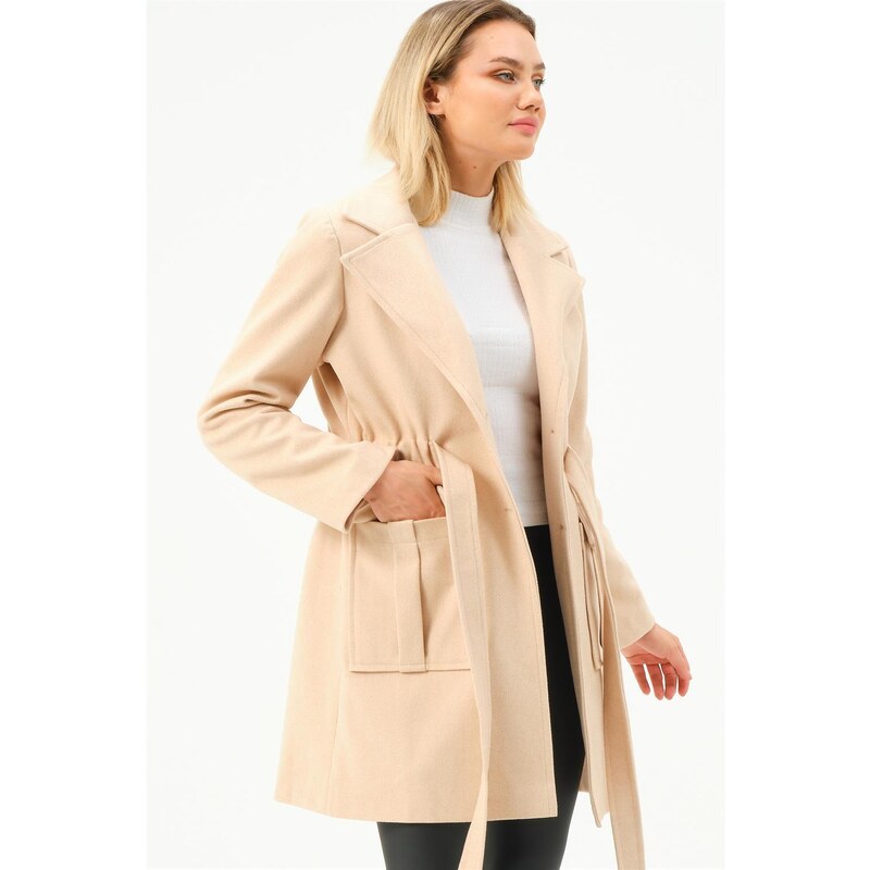 Z6778 DEWBERRY WOMEN'S COAT-BEIGE