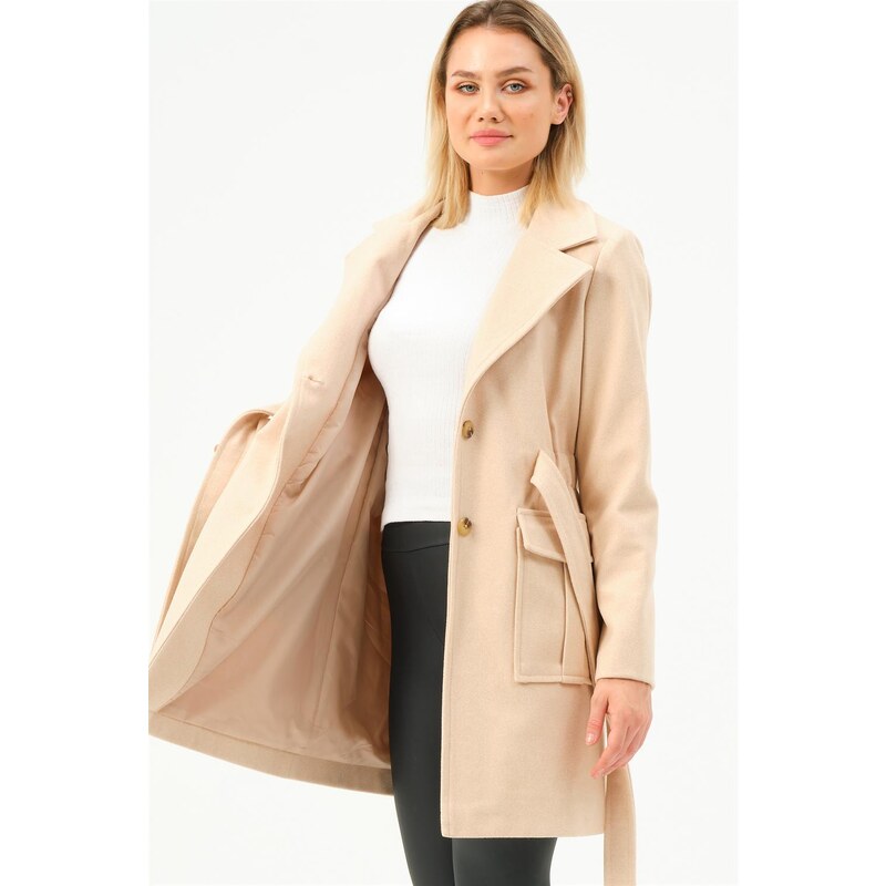 Z6778 DEWBERRY WOMEN'S COAT-BEIGE