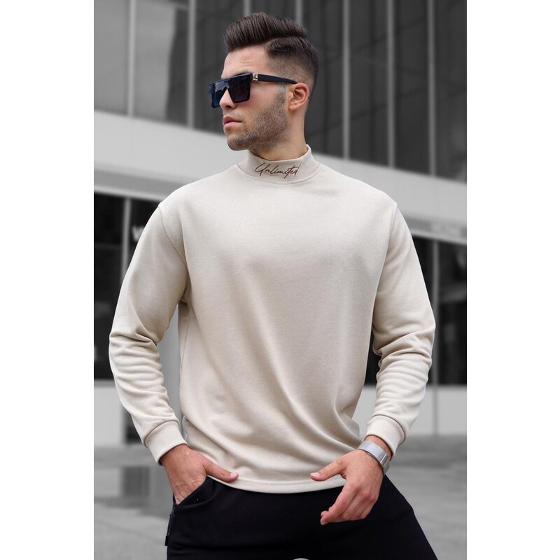 Madmext Beige Half Turtleneck Men's Sweatshirt 5329