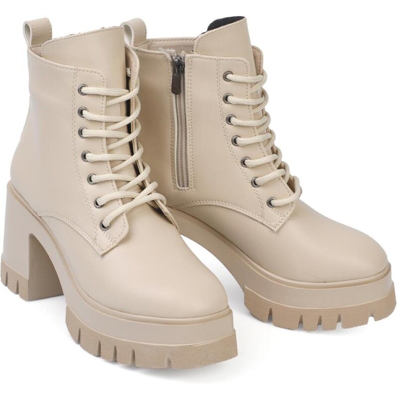 Capone Outfitters Women's Round Toe Lace-Up Mid Heel Boots.