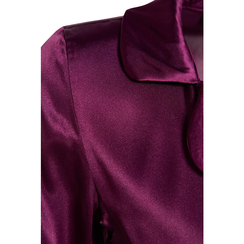 Trendyol Purple Satin Shirt-Pants Woven Pajamas Set