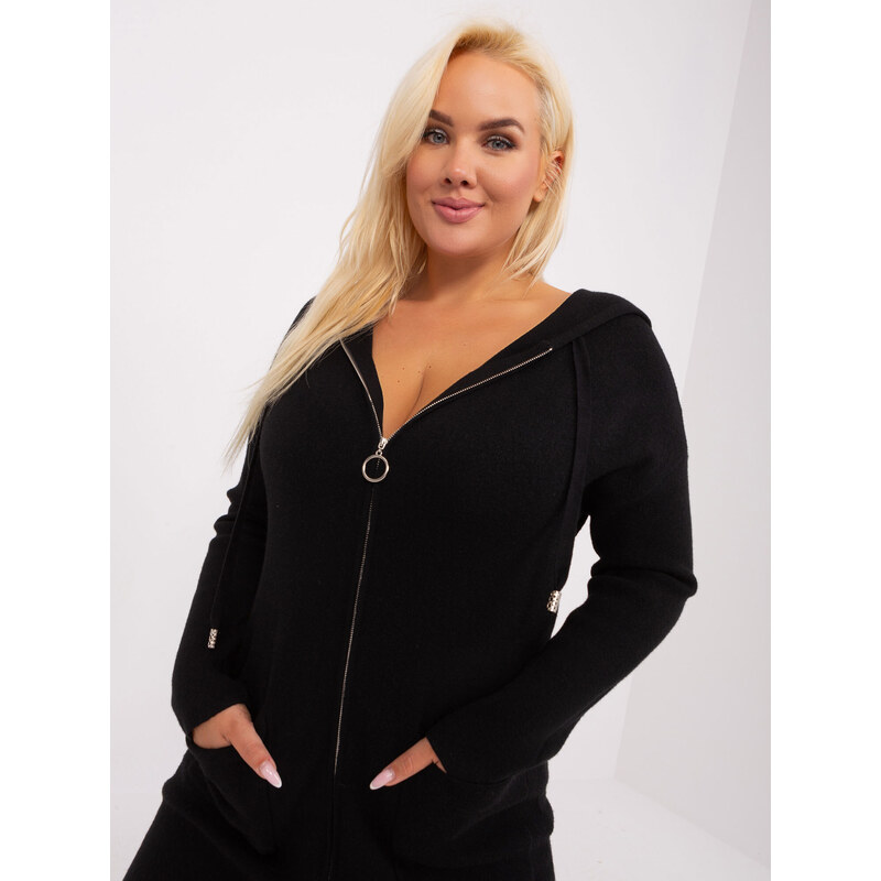 Fashionhunters Černý kardigan plus size s viskózou