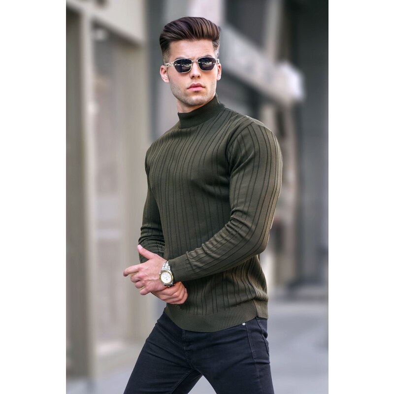 Madmext Khaki Half Turtleneck Knitwear Sweater 5786