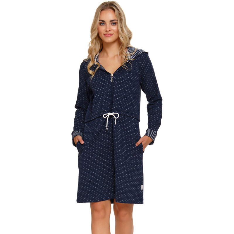 Doctor Nap Woman's Bathrobe SMZ.5241 Navy Blue