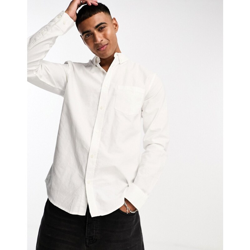 ONLY & SONS slim fit button down oxford shirt in white