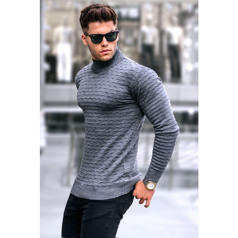 Madmext Anthracite Turtleneck Knitwear Sweater 5762