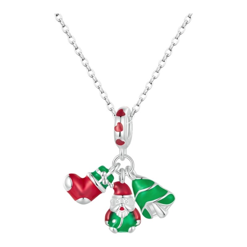 GRACE Silver Jewellery Stříbrný náhrdelník luminiscenční Vánoční romance - stříbro 925/1000