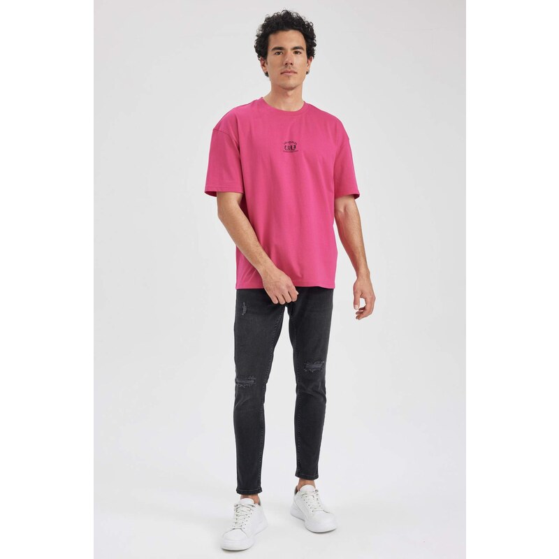 DEFACTO Comfort Fit Crew Neck Printed Cotton T-Shirt