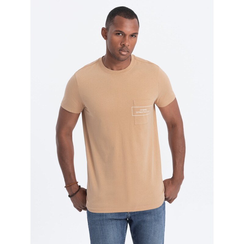 Ombre Men's cotton t-shirt with pocket print