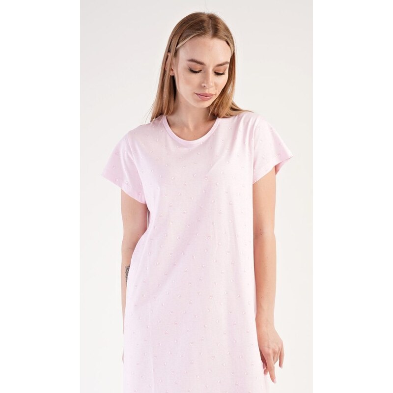 Vienetta Dámská noční košile s krátkým rukávem Srdíčko - světle růžová