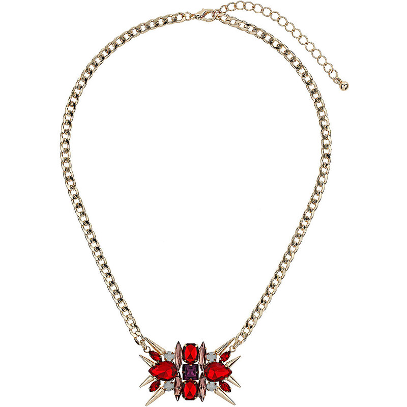 Topshop Premium Rhinestone Flower on Chain Necklace