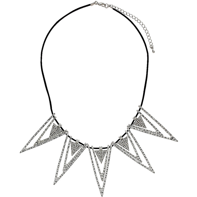 Topshop Silver Rhinestone Arrow Necklace