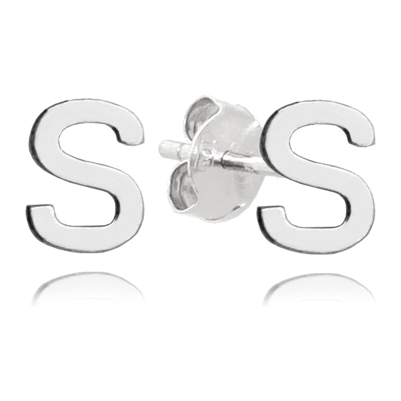 MINET Stříbrné náušnice písmeno S JMAS900SSE00