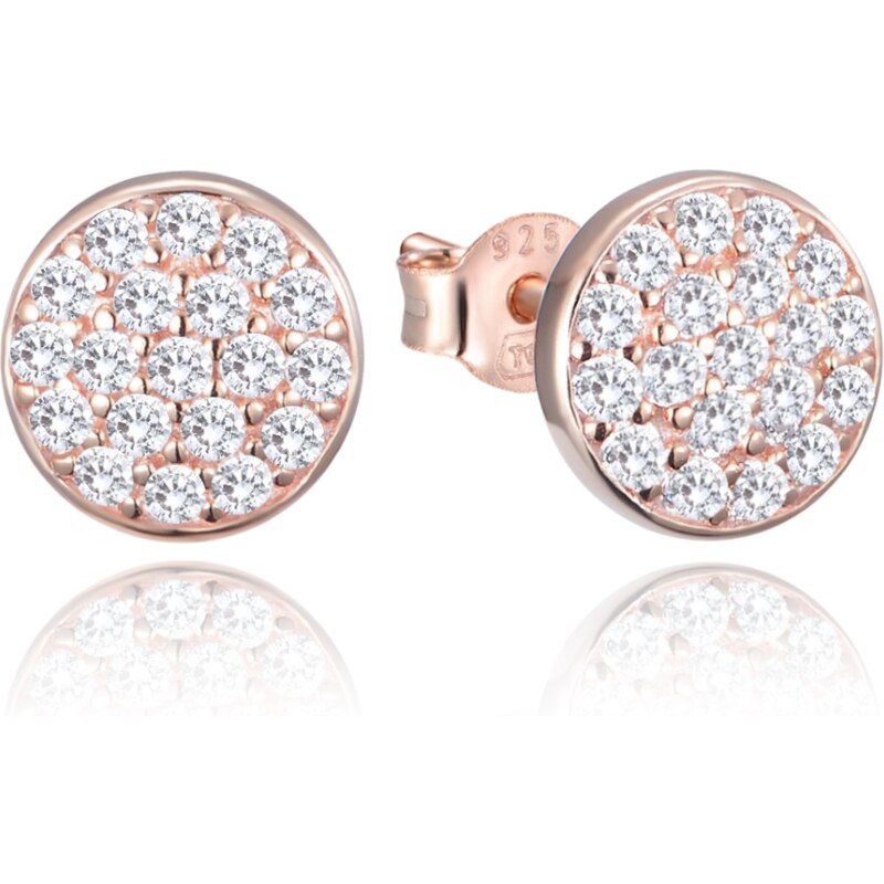MINET Rose gold stříbrné náušnice se zirkony