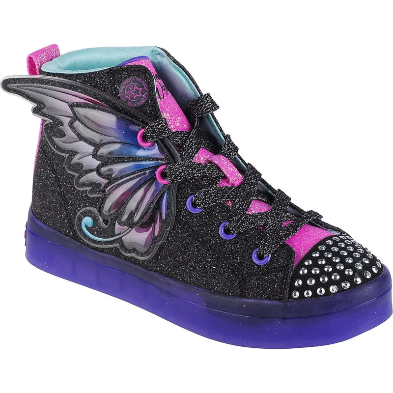 Černo-fialové třpytivé svítící tenisky Skechers Twi-Lites 2.0