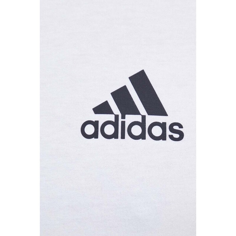 Bavlněné tričko adidas bílá barva, s potiskem