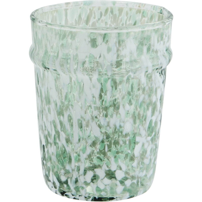 Madam Stoltz Sklenice na vodu z brokového skla White/Green 200 ml