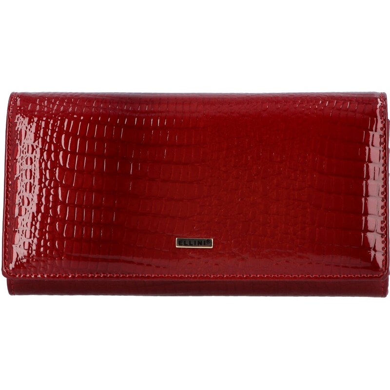 Ellini Velká dámská kožená lakovaná peněženka Wanda, červená
