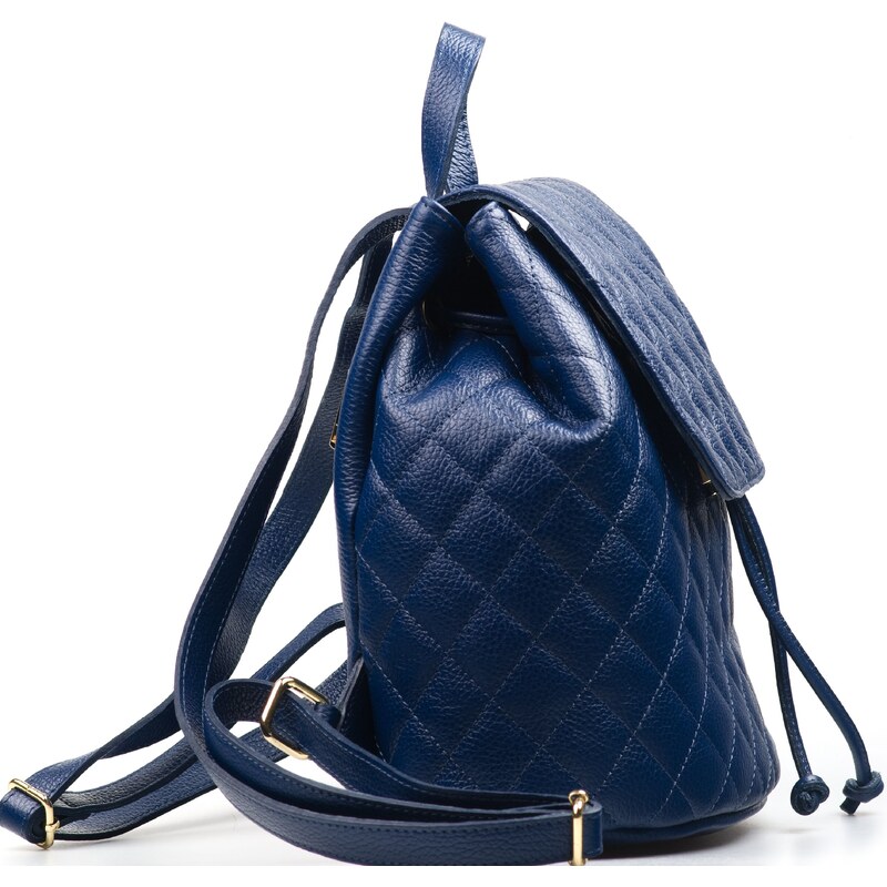Blaire Kožený prošívaný batůžek Lauren modrý