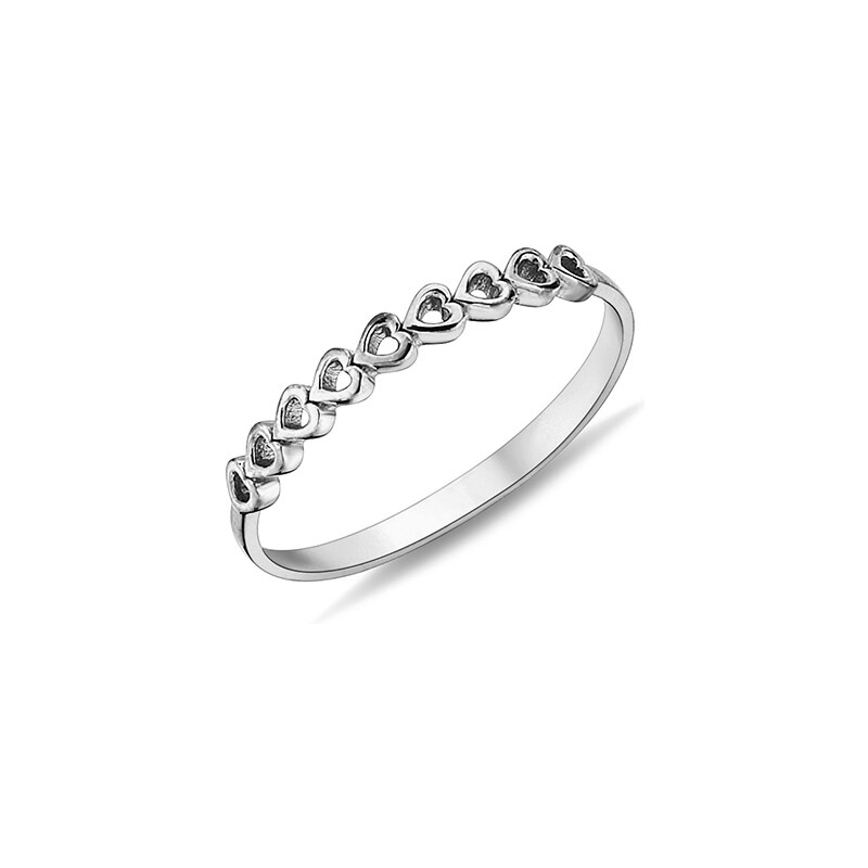 Lillian Vassago Jemný prsten se srdíčky, bílé zlato LLV98-GR031W