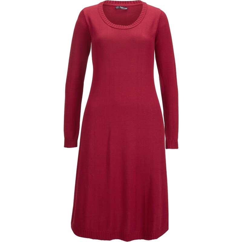 bonprix Pletené šaty v rozšiřujícím se střihu Červená
