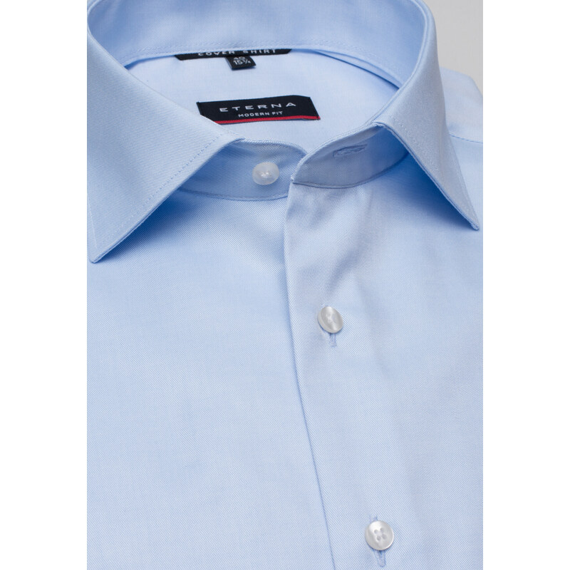 ETERNA Modern Fit modrá neprůsvitná košile Rypsový kepr - Krátký rukáv