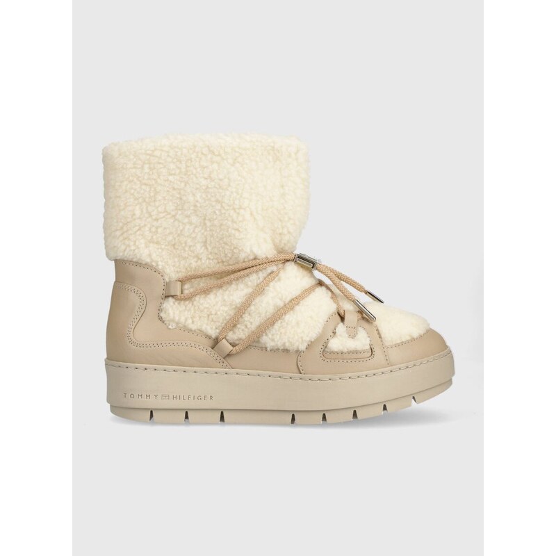 Sněhule Tommy Hilfiger TOMMY TEDDY SNOWBOOT béžová barva, FW0FW07505