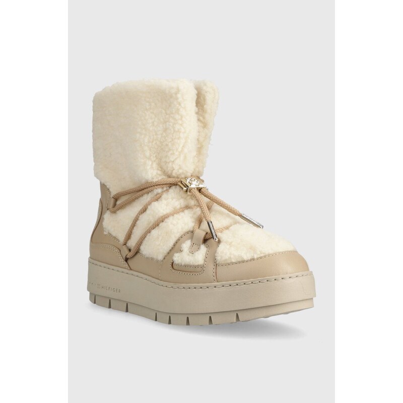 Sněhule Tommy Hilfiger TOMMY TEDDY SNOWBOOT béžová barva, FW0FW07505