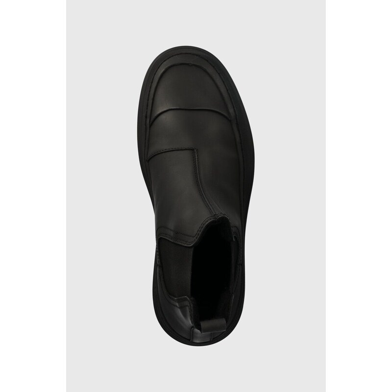 Kožené boty Calvin Klein CHELSEA BOOT RUB pánské, černá barva, HM0HM01252