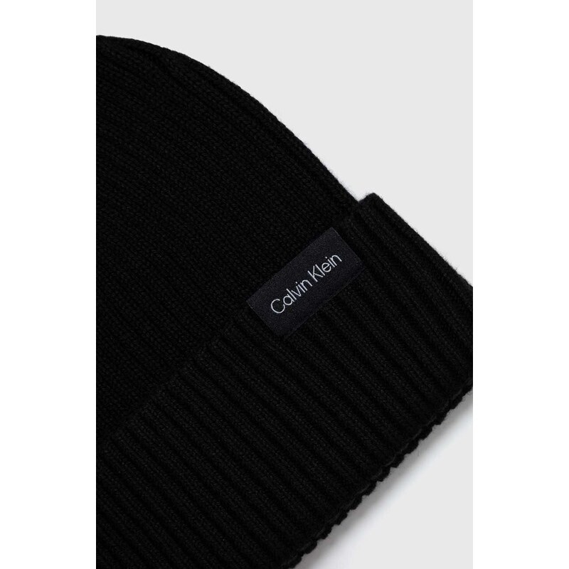 Kašmírová čepice a šála Calvin Klein černá barva