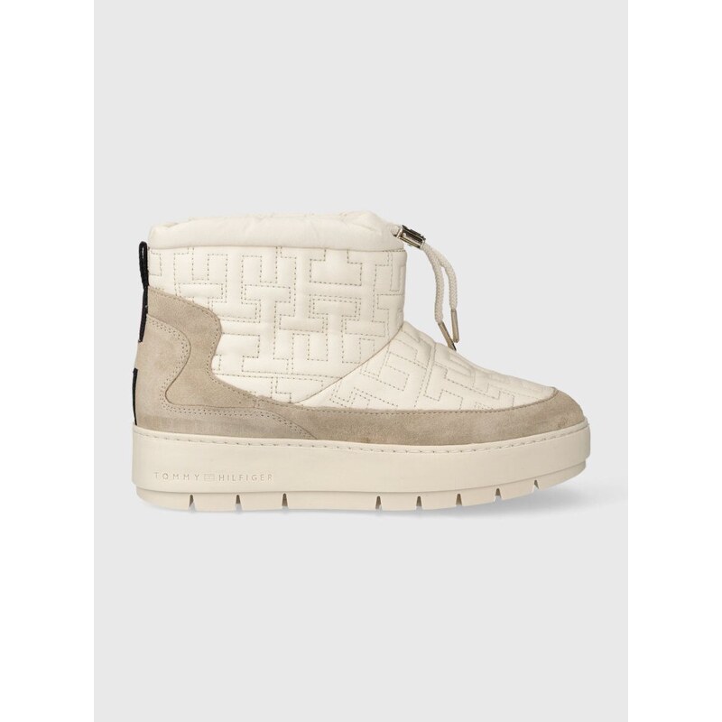 Sněhule Tommy Hilfiger TOMMY MONOGRAM SNOWBOOT béžová barva, FW0FW07637