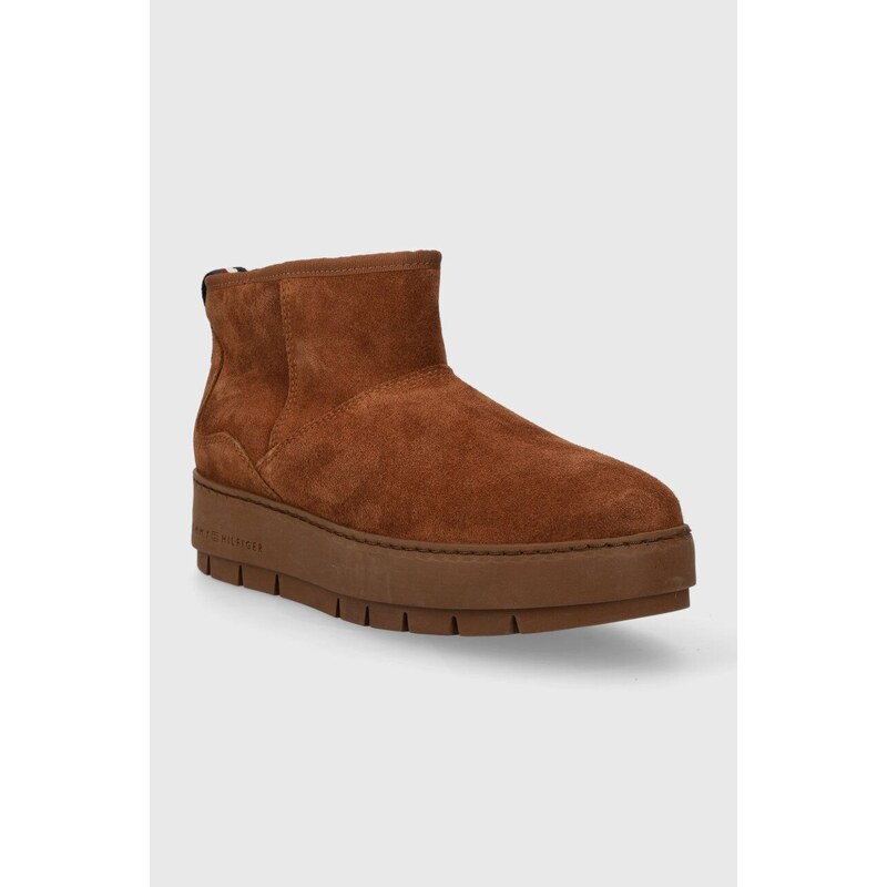 Semišové sněhule Tommy Hilfiger COOL SUEDE SNOWBOOT hnědá barva, FW0FW07662