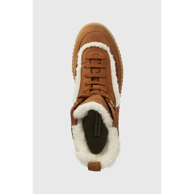 Sneakers boty Tommy Hilfiger ESSENTIAL LACE UP WARMBOOTIE hnědá barva, FW0FW07503